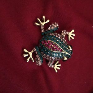 Multi-color rhinestone frog